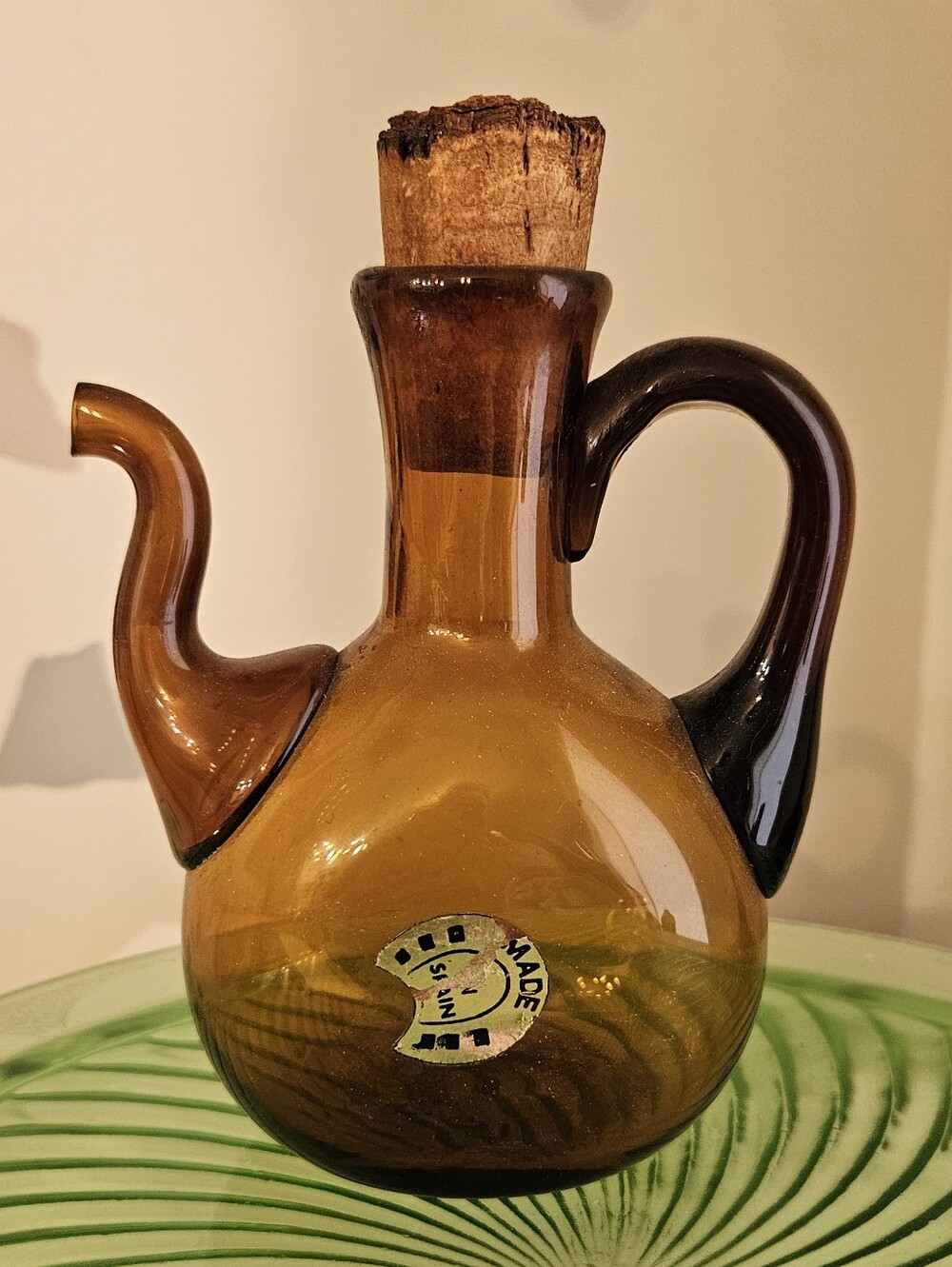 Amber Glass Cruet - Made in Spain